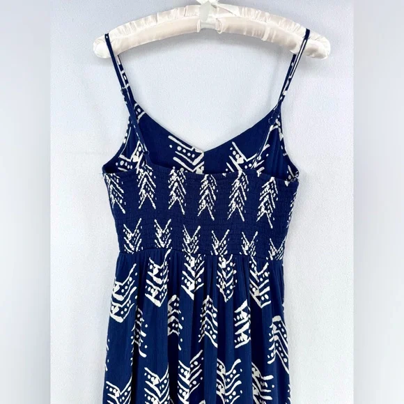 MWT Aerie Women’s Blue Ikat White Tribal Print Boho Cut Out Long Maxi Dress Sz S - Picture 9 of 15